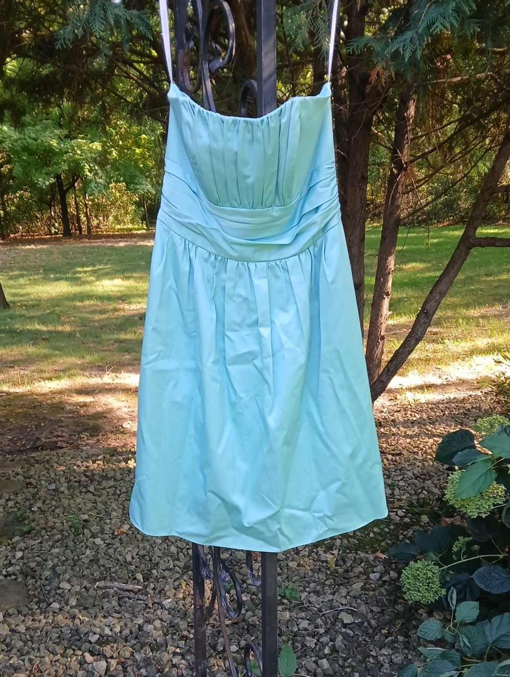 David's Bridal strapless short A-line bridesmaid dress, Sz 8